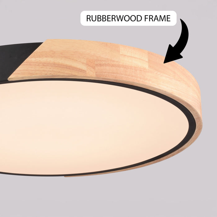 Vaxcel - C0360 - LED Flush Mount - Everette - Matte Black and Natural Wood