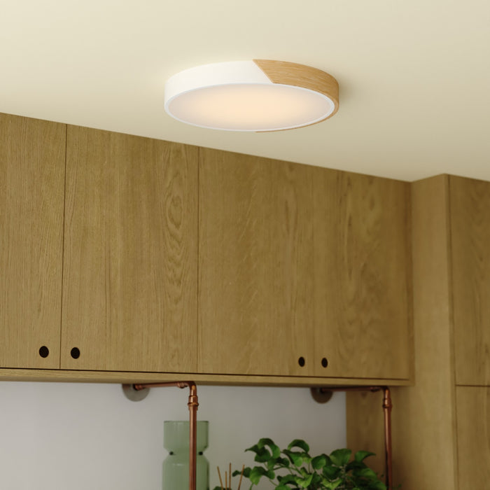 Vaxcel - C0361 - LED Flush Mount - Everette - White and Natural Wood