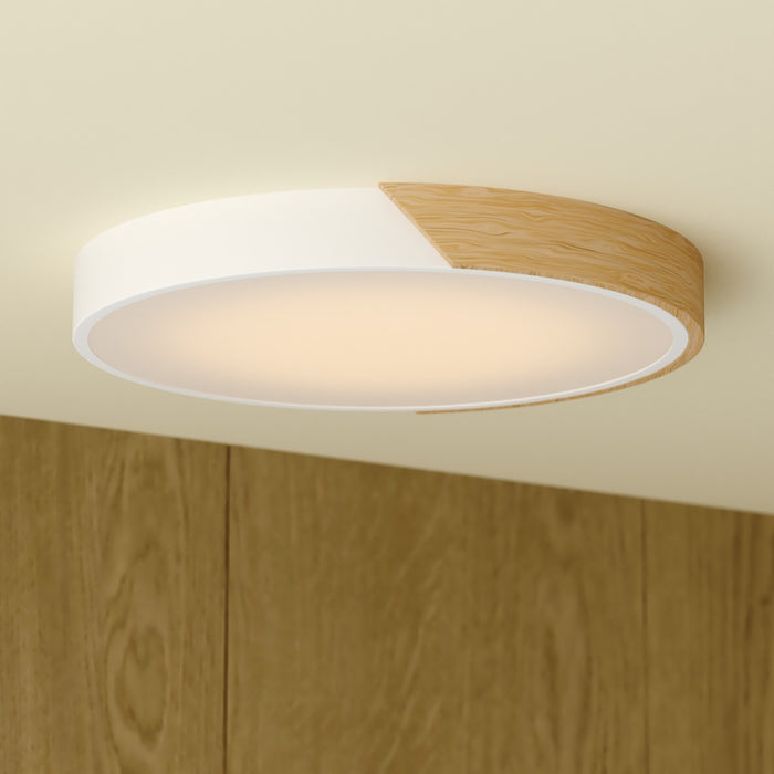 Vaxcel - C0361 - LED Flush Mount - Everette - White and Natural Wood