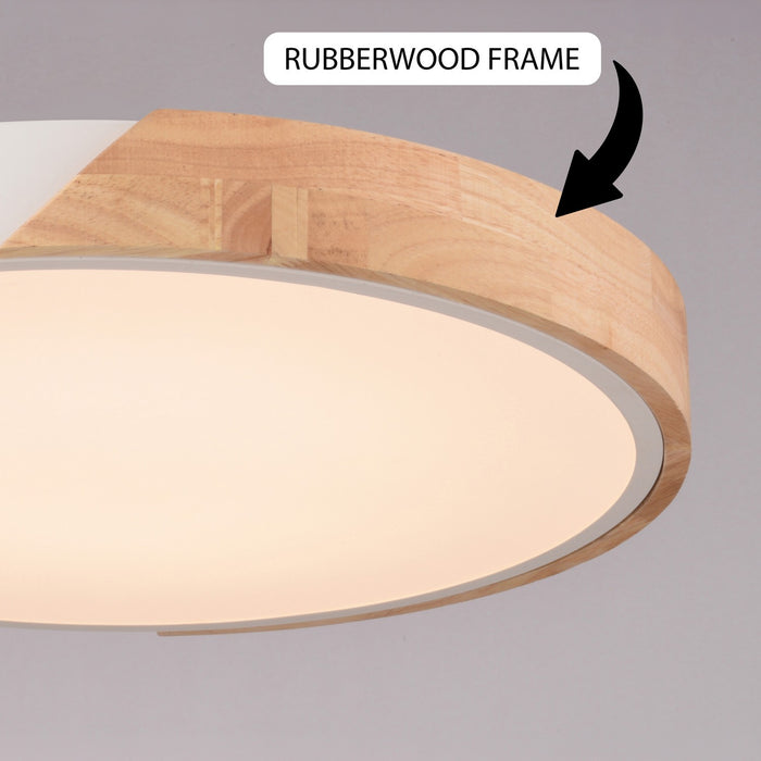 Vaxcel - C0361 - LED Flush Mount - Everette - White and Natural Wood