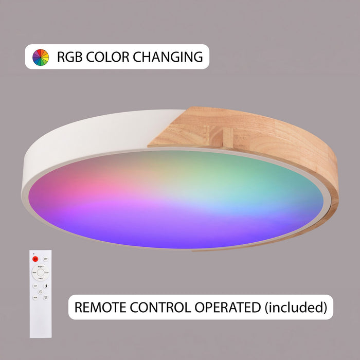 Vaxcel - C0361 - LED Flush Mount - Everette - White and Natural Wood