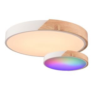 Vaxcel - C0361 - LED Flush Mount - Everette - White and Natural Wood
