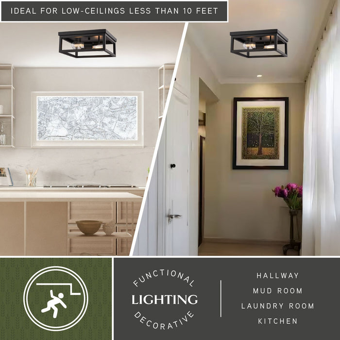 Vaxcel - C0362 - Two Light Flush Mount - Pratt - Matte Black