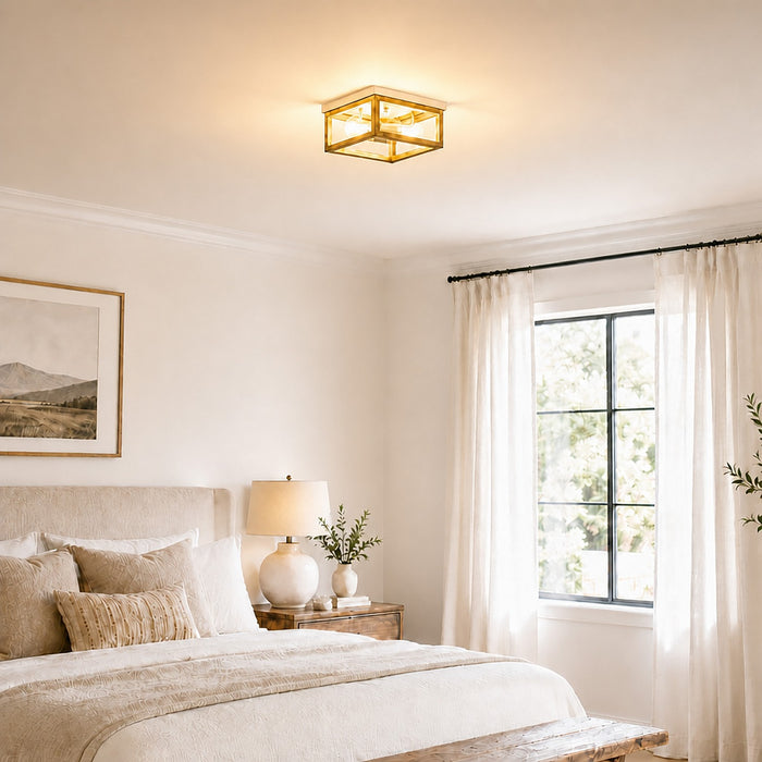 Vaxcel - C0363 - Two Light Flush Mount - Pratt - Satin Nickel and Light Oak