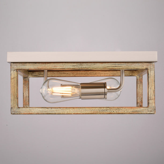 Vaxcel - C0363 - Two Light Flush Mount - Pratt - Satin Nickel and Light Oak
