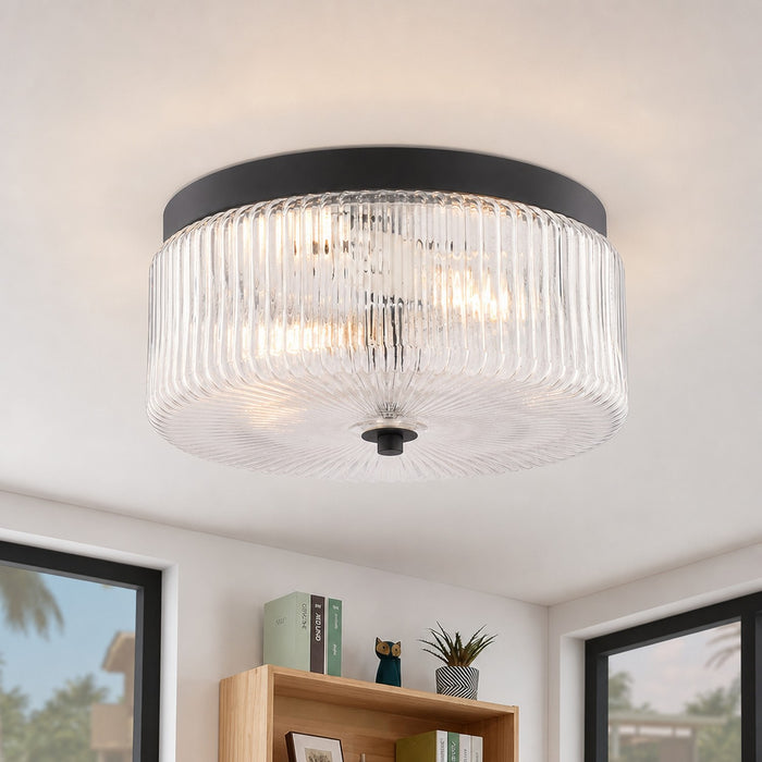 Vaxcel - C0365 - Two Light Flush Mount - Riverside - Matte Black