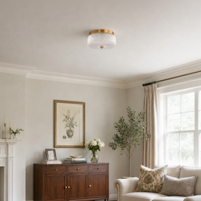 Vaxcel - C0366 - Two Light Flush Mount - Riverside - Muted Brass