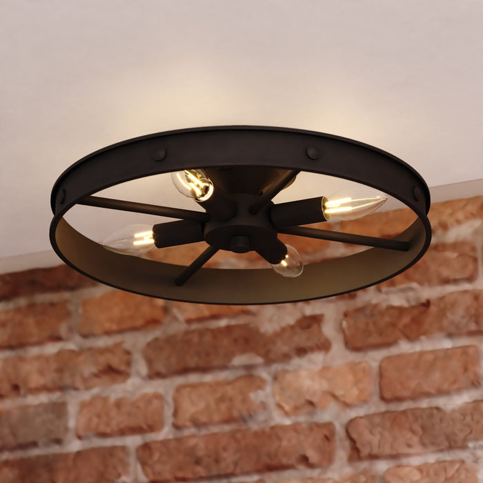 Vaxcel - C0373 - Four Light Semi-Flush Mount - Santa Fe - Matte Black