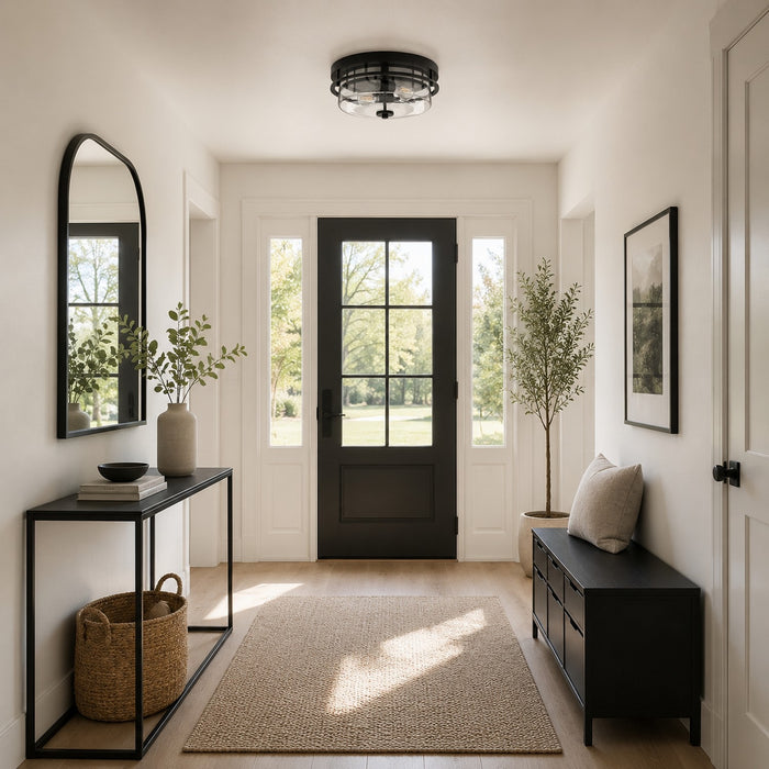 Vaxcel - C0378 - Two Light Flush Mount - Grace - Matte Black