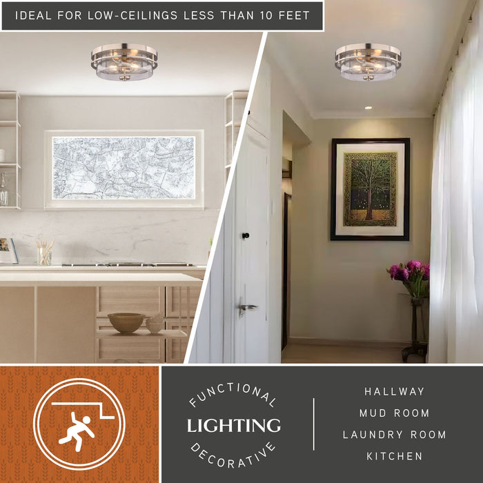 Vaxcel - C0379 - Two Light Flush Mount - Grace - Satin Nickel