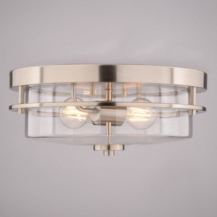 Vaxcel - C0379 - Two Light Flush Mount - Grace - Satin Nickel