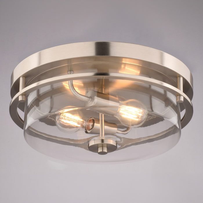 Vaxcel - C0379 - Two Light Flush Mount - Grace - Satin Nickel