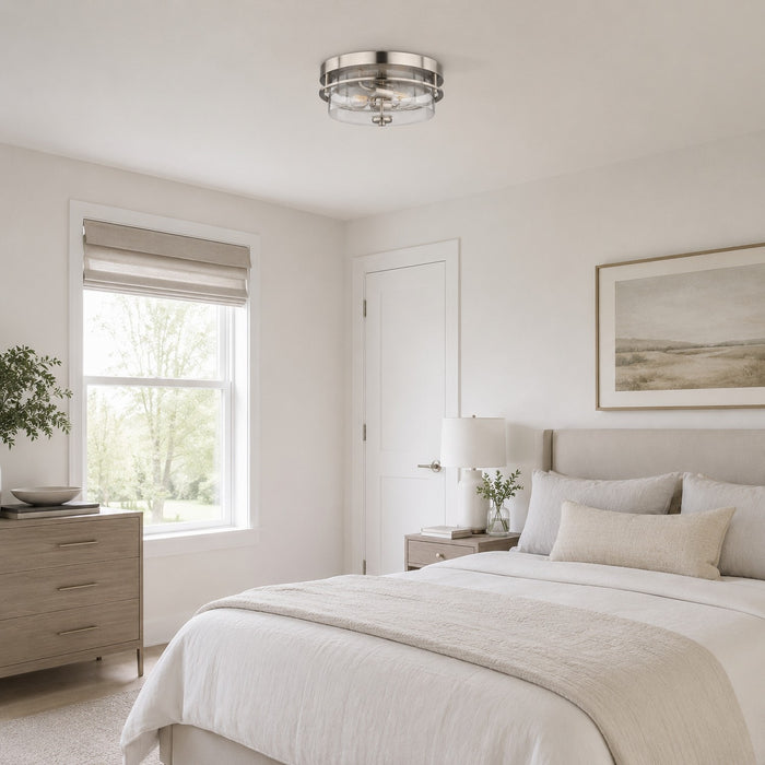 Vaxcel - C0379 - Two Light Flush Mount - Grace - Satin Nickel