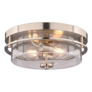 Vaxcel - C0379 - Two Light Flush Mount - Grace - Satin Nickel