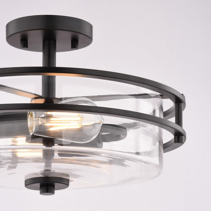 Vaxcel - C0380 - Two Light Semi-Flush Mount - Grace - Matte Black