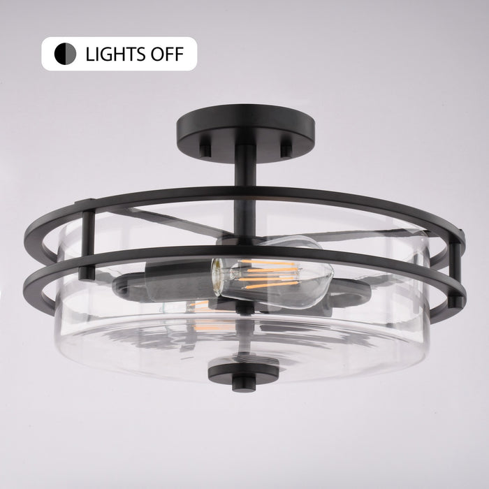 Vaxcel - C0380 - Two Light Semi-Flush Mount - Grace - Matte Black