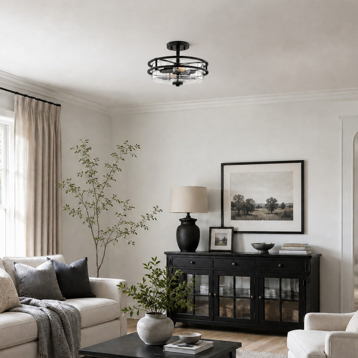 Vaxcel - C0380 - Two Light Semi-Flush Mount - Grace - Matte Black