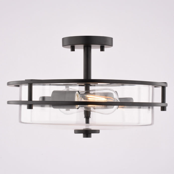 Vaxcel - C0380 - Two Light Semi-Flush Mount - Grace - Matte Black