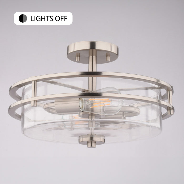 Vaxcel - C0381 - Two Light Semi-Flush Mount - Grace - Satin Nickel