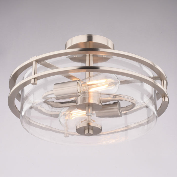Vaxcel - C0381 - Two Light Semi-Flush Mount - Grace - Satin Nickel