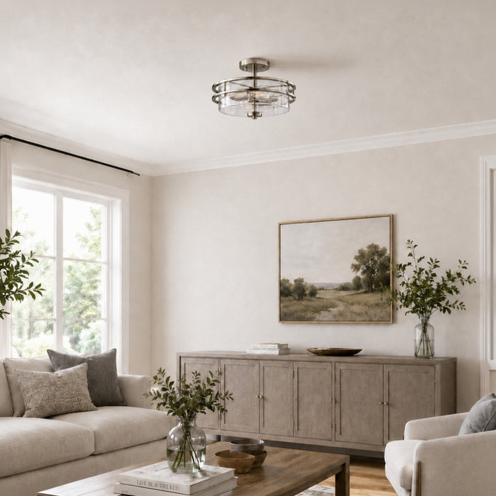 Vaxcel - C0381 - Two Light Semi-Flush Mount - Grace - Satin Nickel