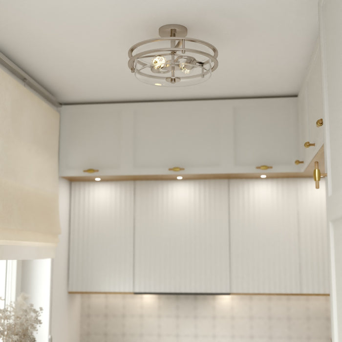 Vaxcel - C0381 - Two Light Semi-Flush Mount - Grace - Satin Nickel