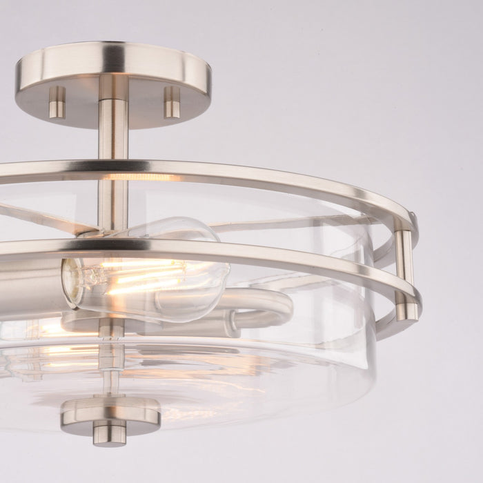 Vaxcel - C0381 - Two Light Semi-Flush Mount - Grace - Satin Nickel