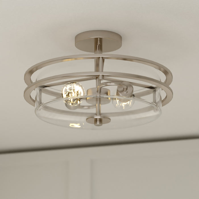 Vaxcel - C0381 - Two Light Semi-Flush Mount - Grace - Satin Nickel