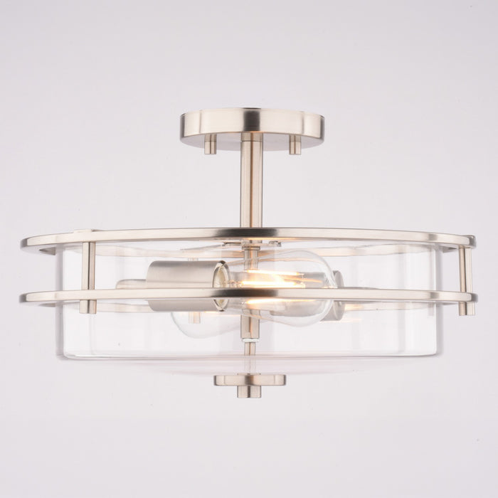 Vaxcel - C0381 - Two Light Semi-Flush Mount - Grace - Satin Nickel