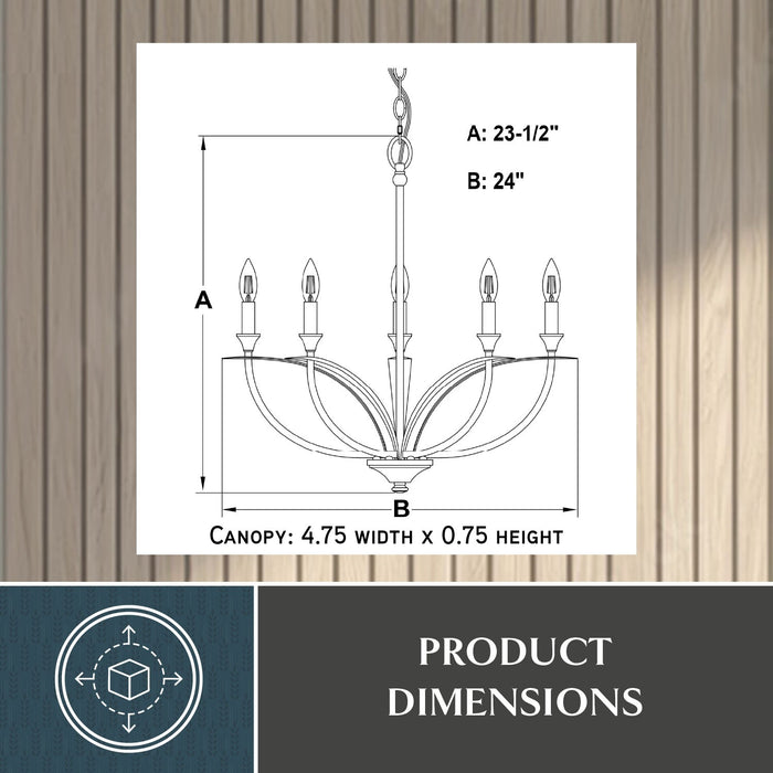 Vaxcel - H0324 - Five Light Chandelier - Fern Ridge - Heritage Gold