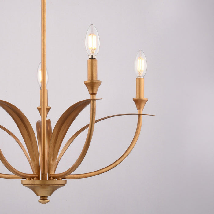 Vaxcel - H0324 - Five Light Chandelier - Fern Ridge - Heritage Gold