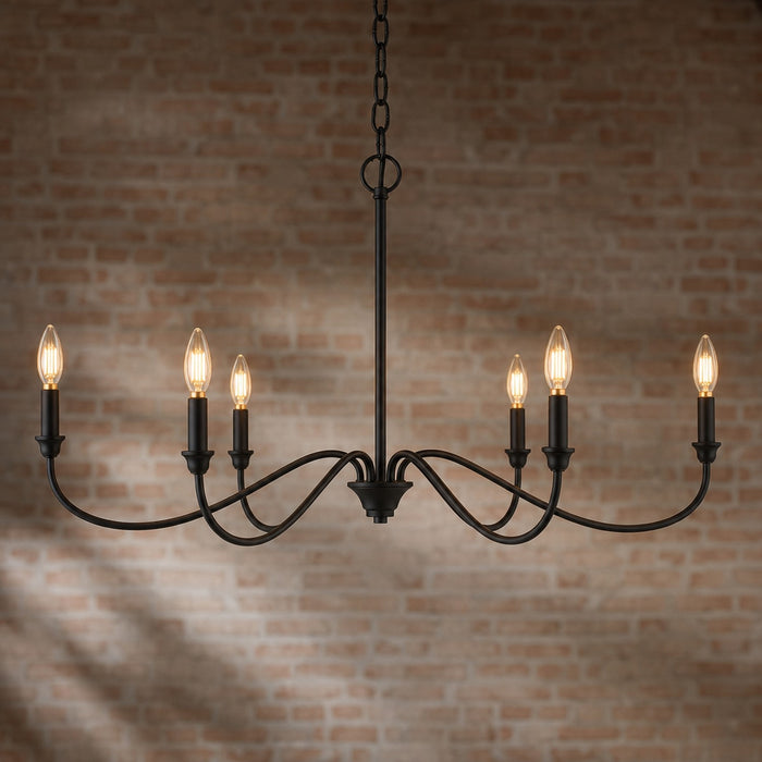 Vaxcel - H0320 - Six Light Chandelier - Annabelle - Matte Black