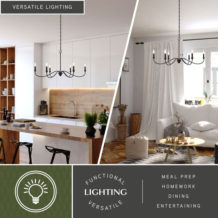 Vaxcel - H0320 - Six Light Chandelier - Annabelle - Matte Black