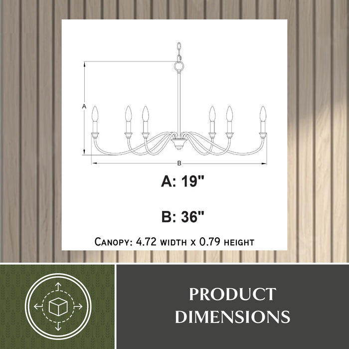 Vaxcel - H0320 - Six Light Chandelier - Annabelle - Matte Black