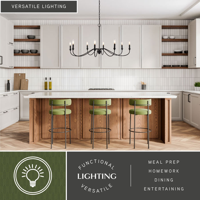 Vaxcel - H0321 - Eight Light Chandelier - Annabelle - Matte Black