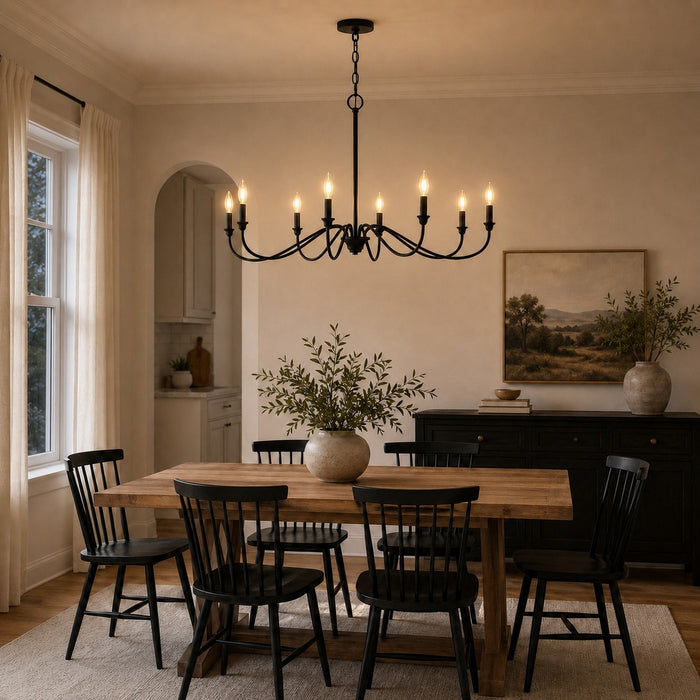 Vaxcel - H0321 - Eight Light Chandelier - Annabelle - Matte Black