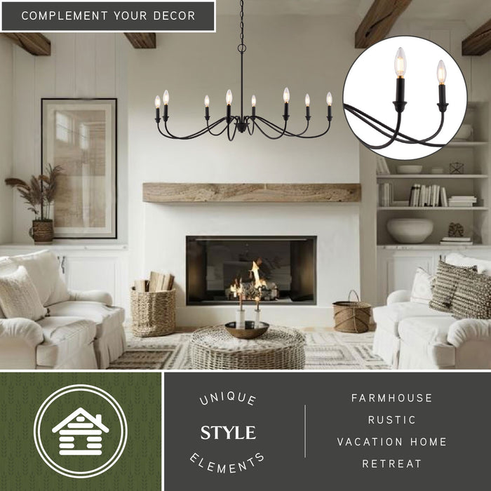 Vaxcel - H0321 - Eight Light Chandelier - Annabelle - Matte Black