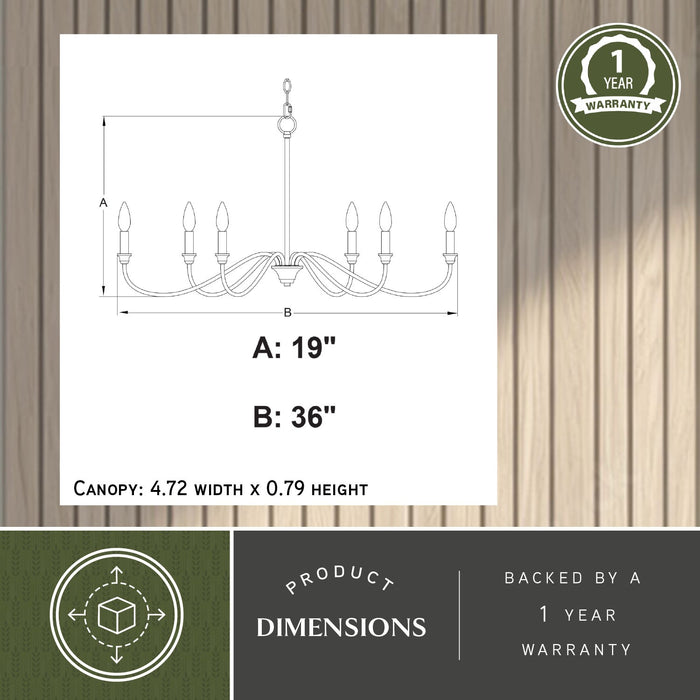 Vaxcel - H0322 - Six Light Chandelier - Annabelle - Muted Brass