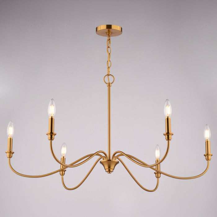 Vaxcel - H0322 - Six Light Chandelier - Annabelle - Muted Brass