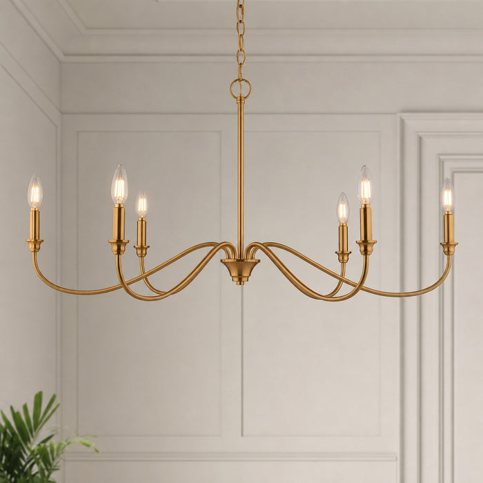 Vaxcel - H0322 - Six Light Chandelier - Annabelle - Muted Brass