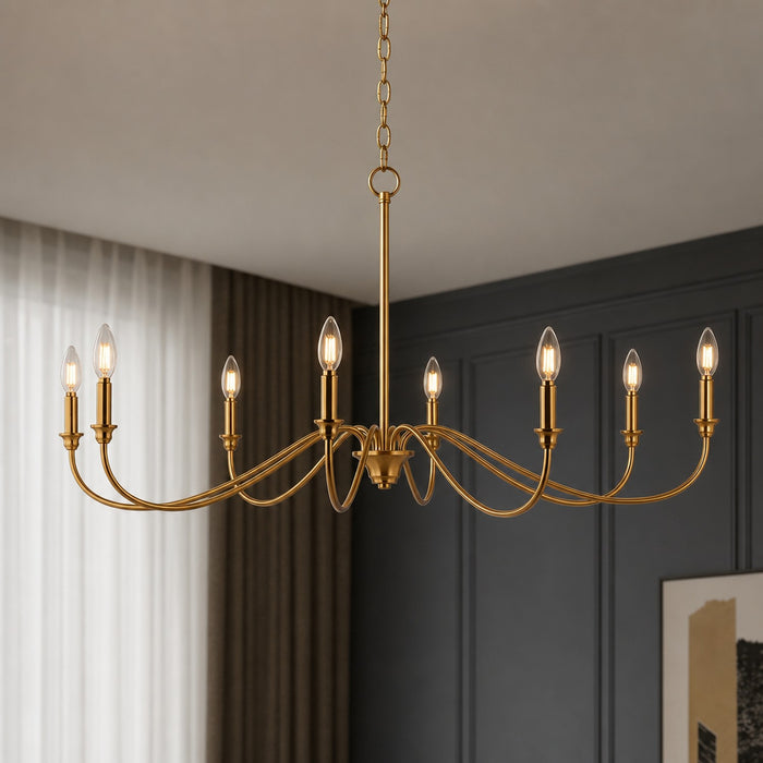 Vaxcel - H0323 - Eight Light Chandelier - Annabelle - Muted Brass