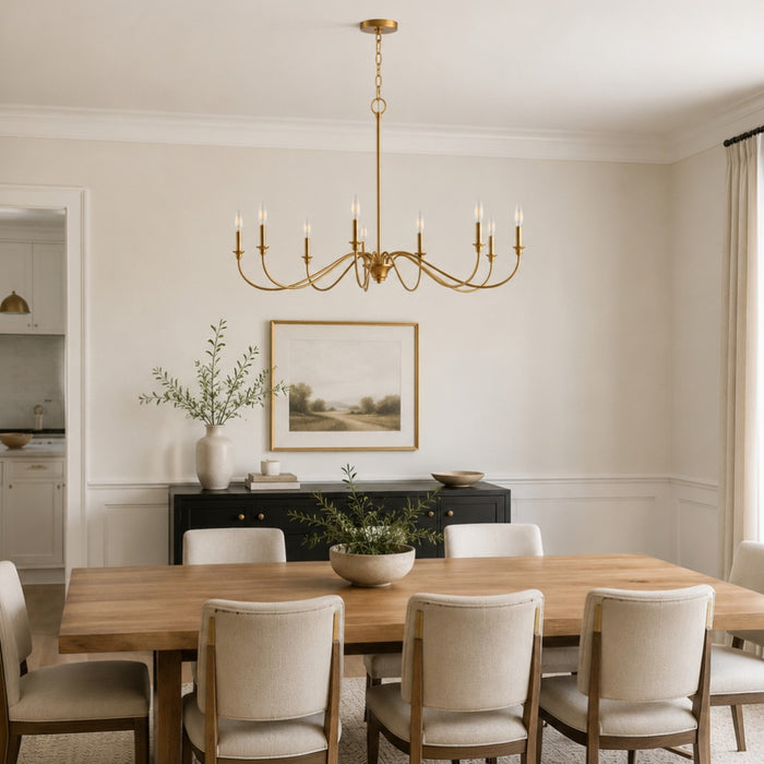 Vaxcel - H0323 - Eight Light Chandelier - Annabelle - Muted Brass