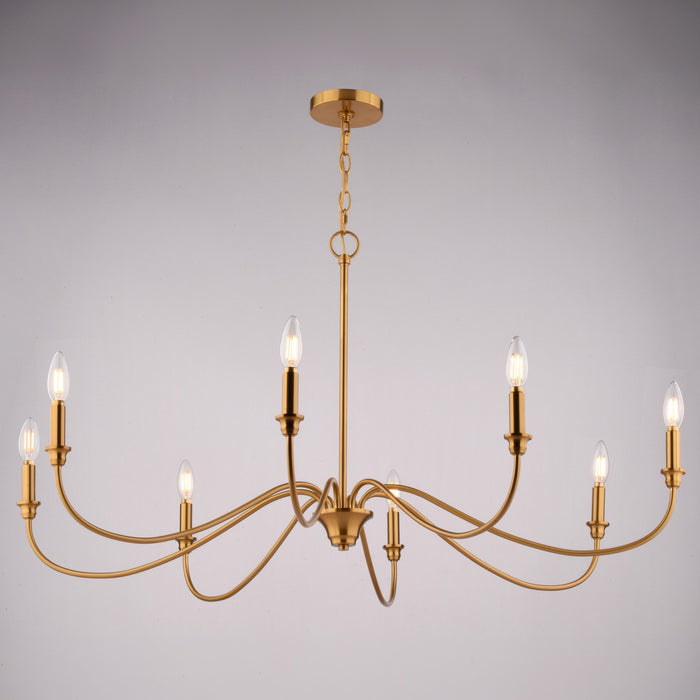 Vaxcel - H0323 - Eight Light Chandelier - Annabelle - Muted Brass