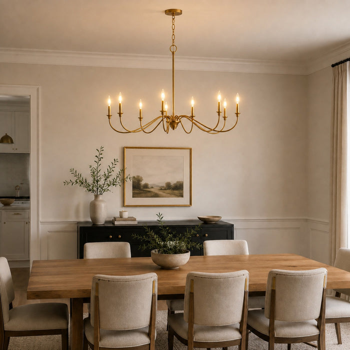Vaxcel - H0323 - Eight Light Chandelier - Annabelle - Muted Brass
