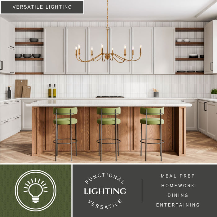 Vaxcel - H0323 - Eight Light Chandelier - Annabelle - Muted Brass