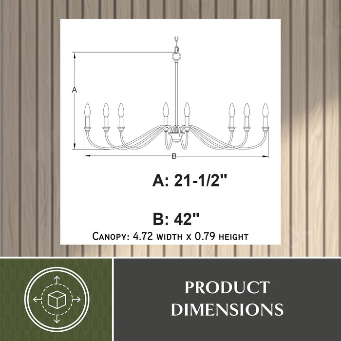 Vaxcel - H0323 - Eight Light Chandelier - Annabelle - Muted Brass