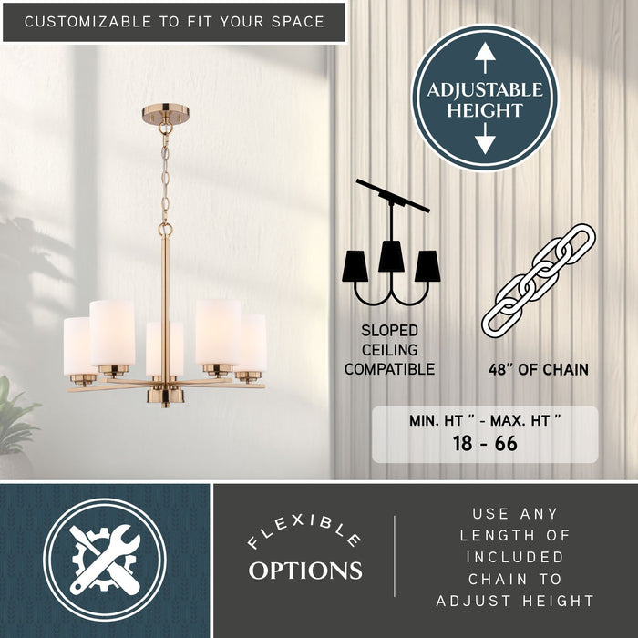 Vaxcel - H0325 - Five Light Chandelier - Park Ridge - Champagne Gold