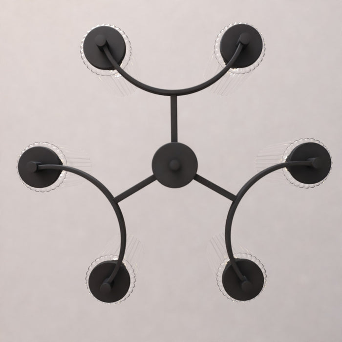 Vaxcel - H0326 - Six Light Chandelier - Maple Valley - Matte Black