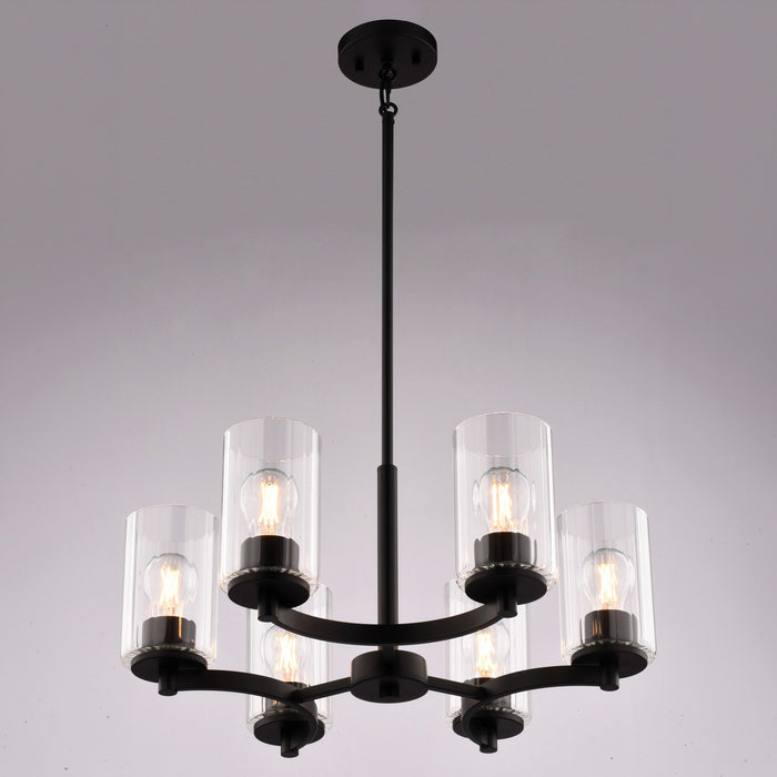 Vaxcel - H0326 - Six Light Chandelier - Maple Valley - Matte Black