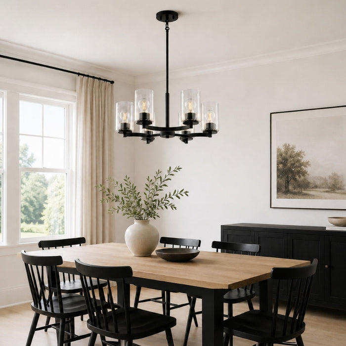 Vaxcel - H0326 - Six Light Chandelier - Maple Valley - Matte Black